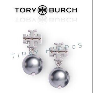 Tory Burch Silver Kira Pearl Drop Earrings